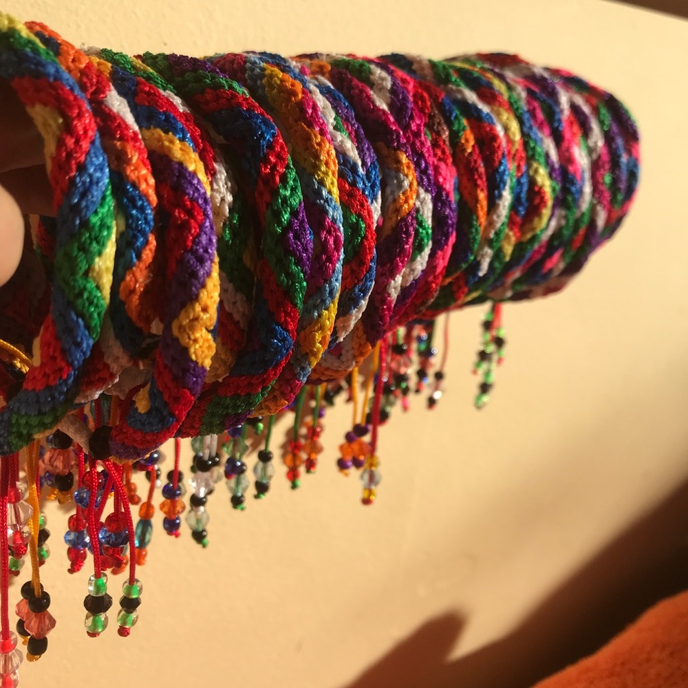 Embroidered boho woven friendship bracelet